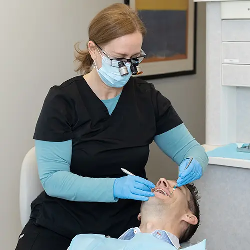 Dr. Kerri Font with a patient