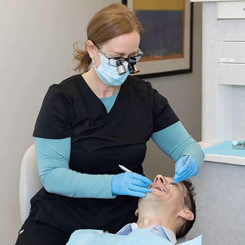 Dr. Kerri Font with a patient